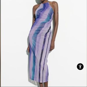 Zara Printed Tulle Midi Dress